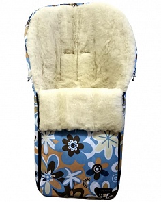 Спальный мешок в коляску №06 –Aurora, бежевые/голубые цветки (Womar, 00-0013360 _16 цветки)